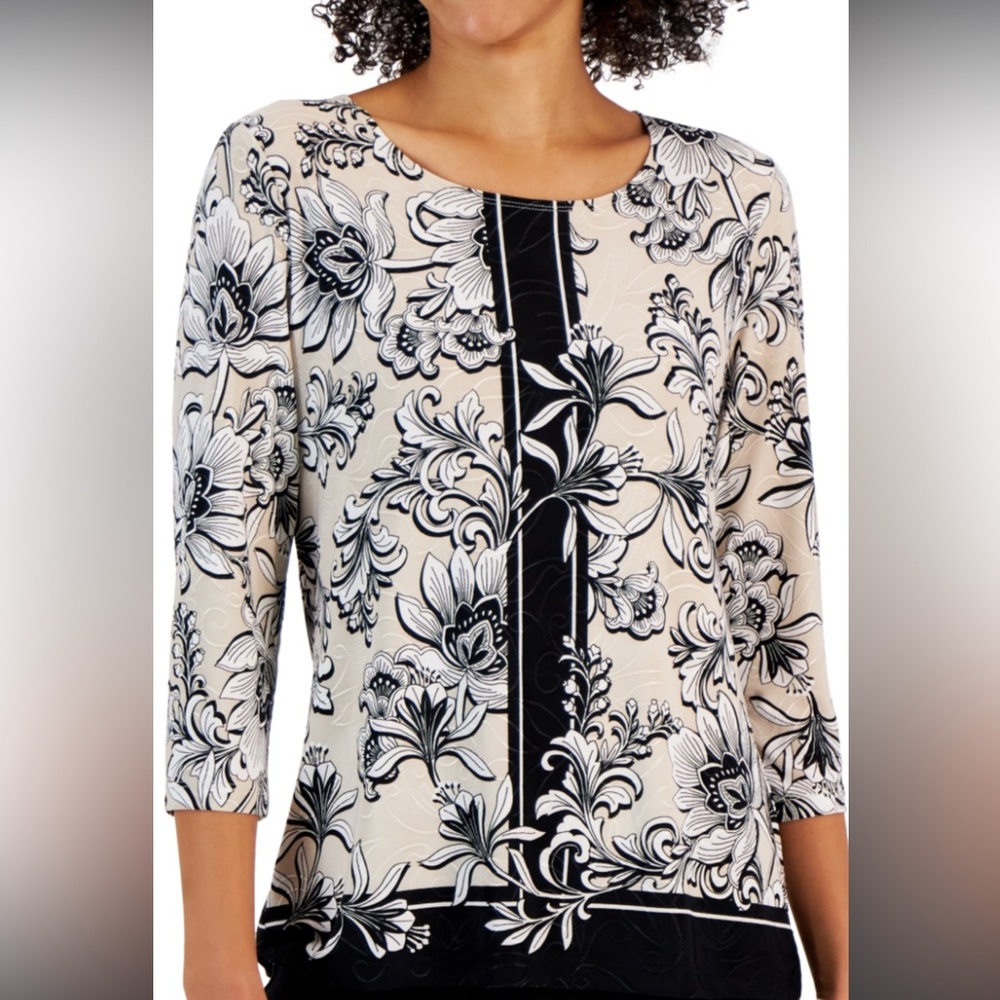 New with tags. Collection Women's Jazz Wallpaper 3/4-Sleeve Top.